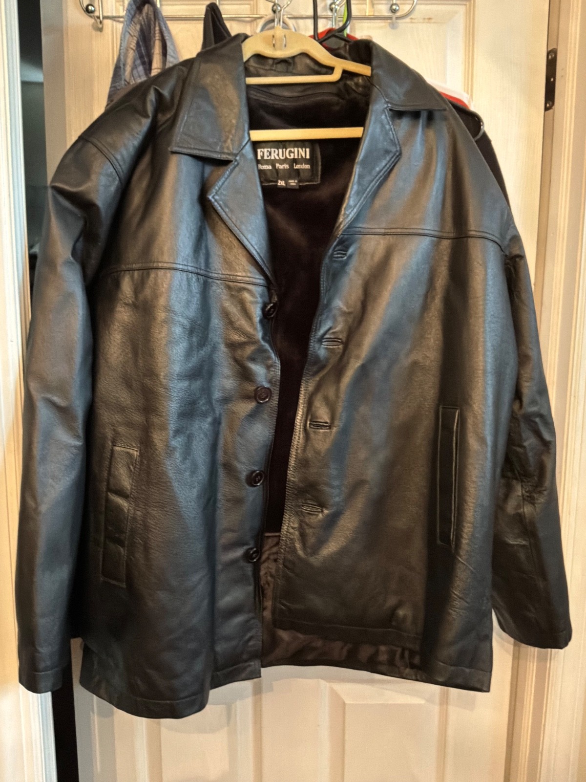 Mens Ferugini leather jacket with removal insulated lining 2 X