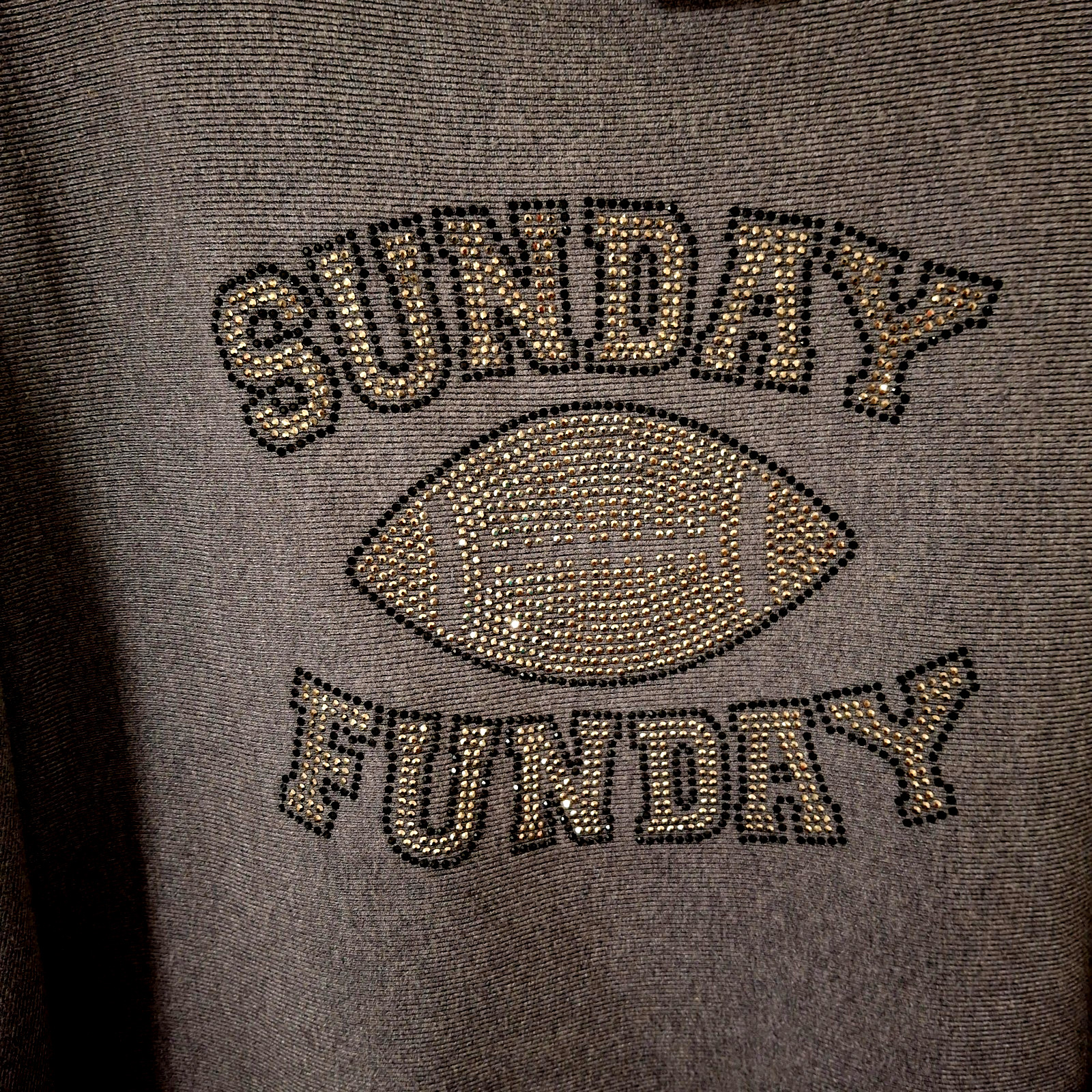 Vila Milano Sunday Funday Rhinestone Football Knit Sweater Gray XL NWT Boutique