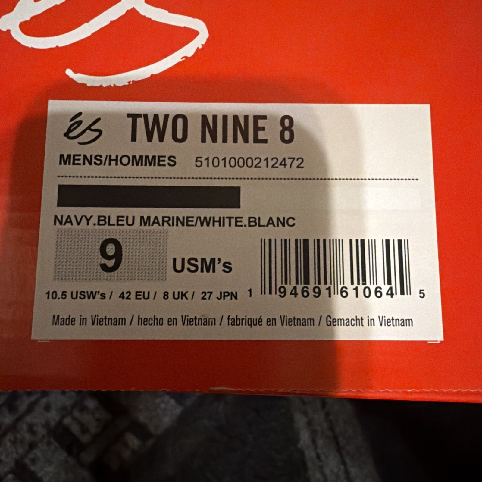 ES Two Nine 8 Navy.Bleu Marine/White.Blanc. Size 9