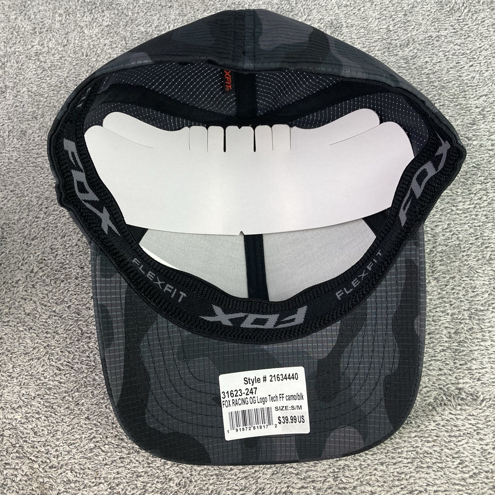 Fox Racing Hat OG Logo Tech FlexFit Camo Adult Men’s Black Gray S/M NEW