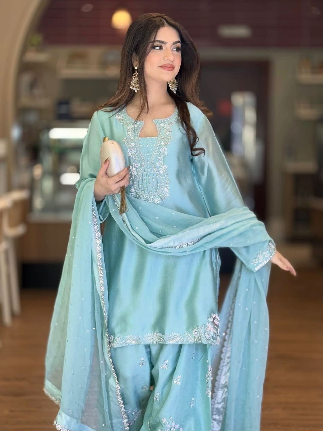 INDIAN SALWAR KAMEEZ PAKISTANI WEDDING PARTY DRESS WEAR BOLLYWOOD SUIT SHARARA