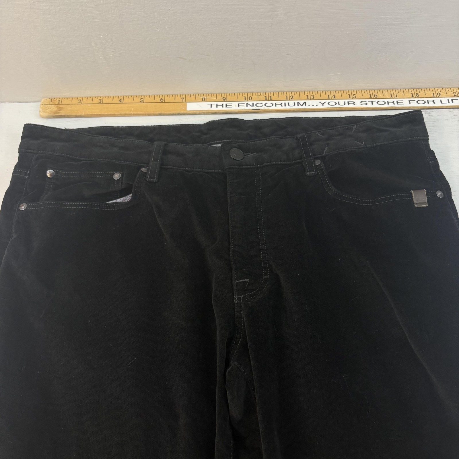 Sand Jeans Mens 35 X 34 Black Slim Fit Stretch Tapered Leg Sueded Touch Pants