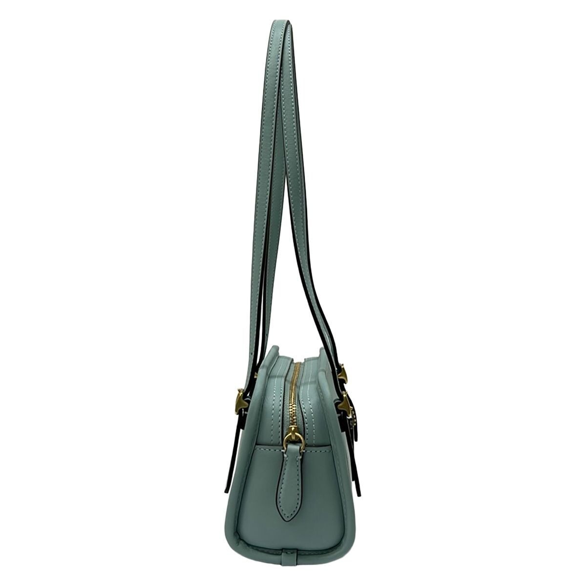 COACH Swing Zip Bag 20 Light Blue Leather Shoulder Bag Auth From Japan