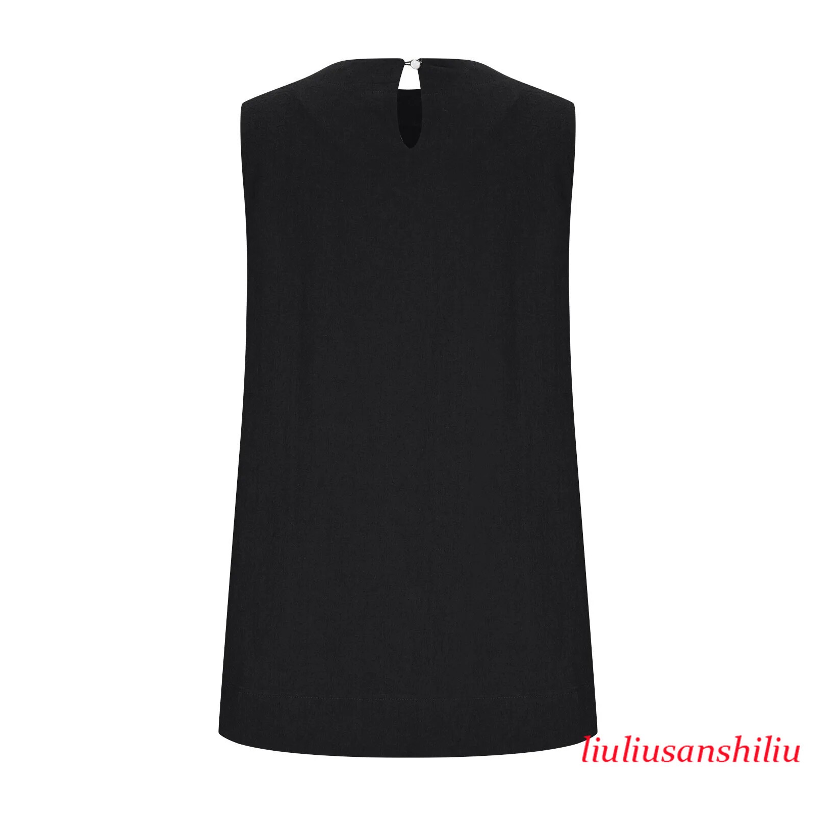 Solid Color Casual Cotton Linen Sleeveless Round Neck Soft and Breathable Top