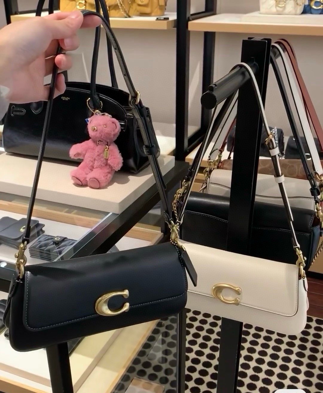 COACH CAM16 Jet Shoulder Bag Black Leather Crossbody New