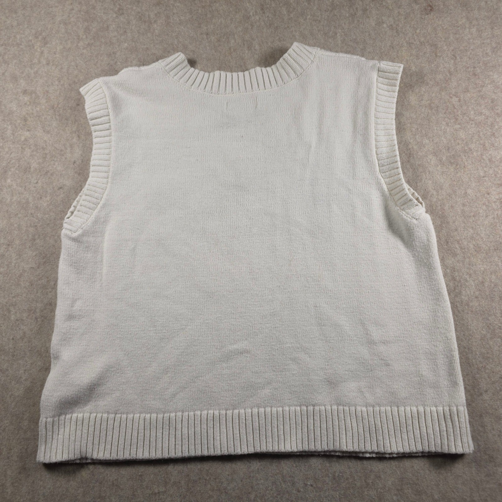 Hollister Cream White Cable Knit Sweater Vest V-Neck Sleeveless Pullover Mens M
