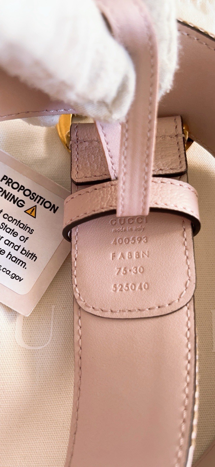 Gucci Women’s GG Marmont Jumbo GG Belt Beige/ Light Pink Size 75cm 30 in