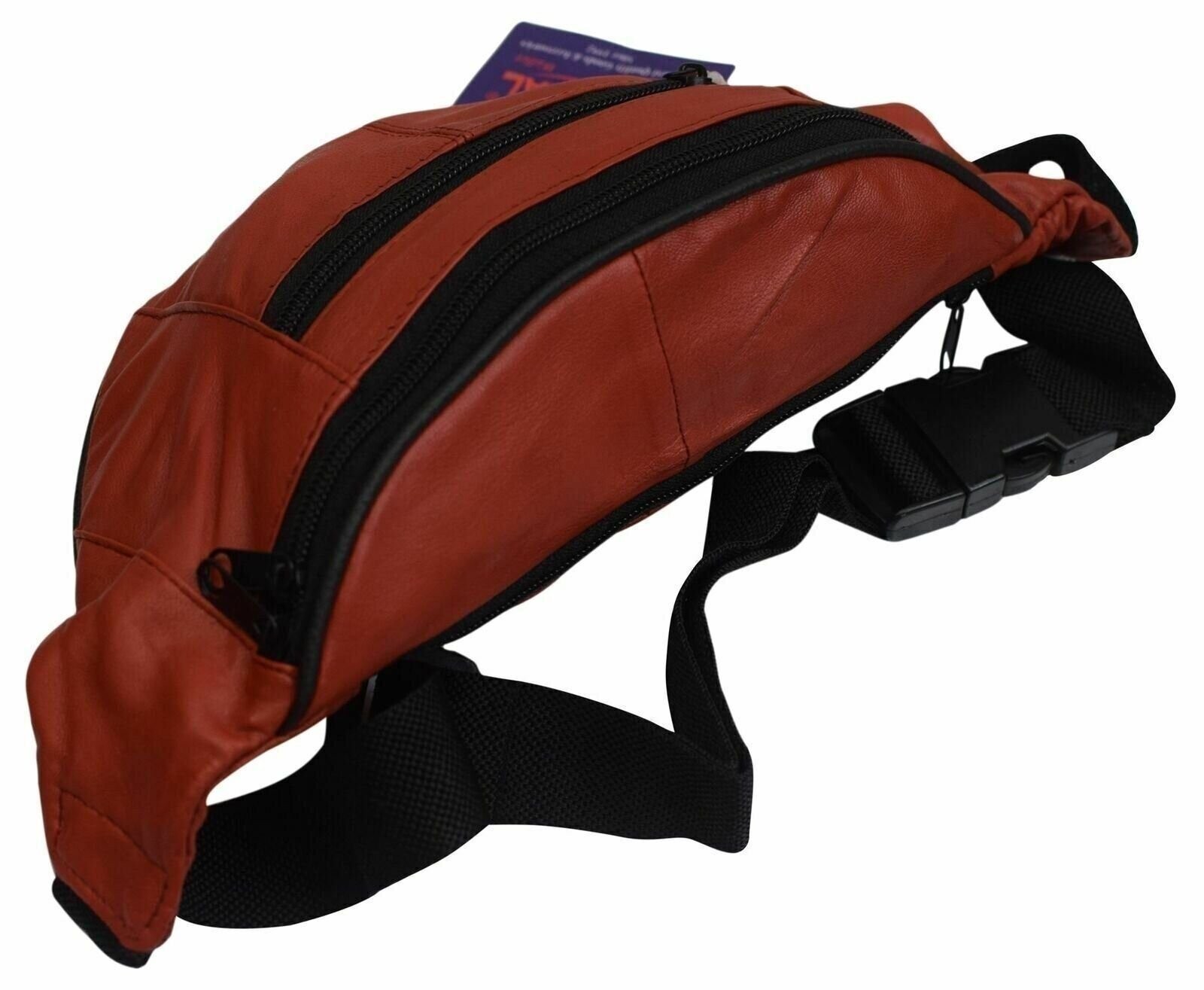 Mens Womens Genuine Leather Fanny Pack Pouch Waist Bag Slim Design Hiking Campin