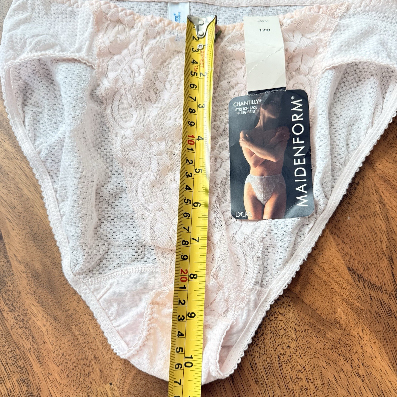 Vintage Maidenform Chantilly Panties Sz 6 Sheer Pink Lace High Leg ILGWU New