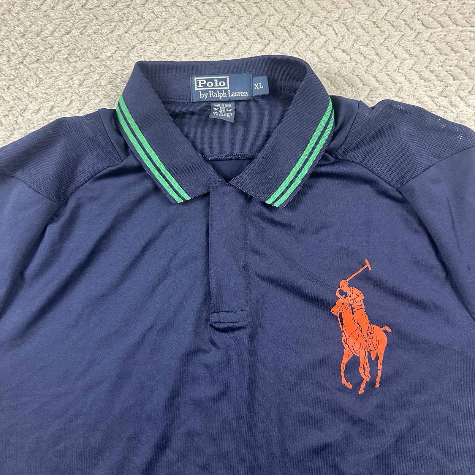 Polo Ralph Lauren US OPEN 2012 Big Pony Snap Collar Navy Polo Shirt Size XL