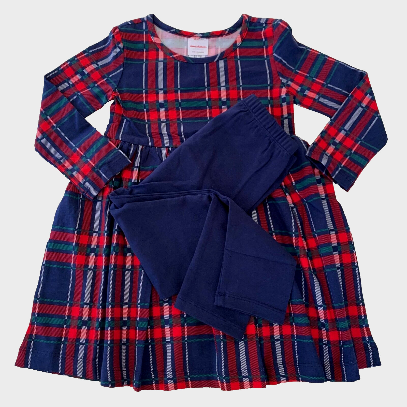 Hanna Andersson Sweet Plaid Skater Dress & Leggings Set. 12-18 Months, 75 cm