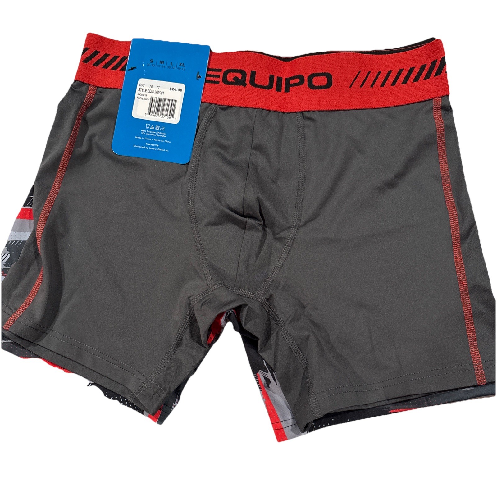 Men’s Equipo 2-pk. Boxer Briefs Size Small Grey, Black And Red. NWT