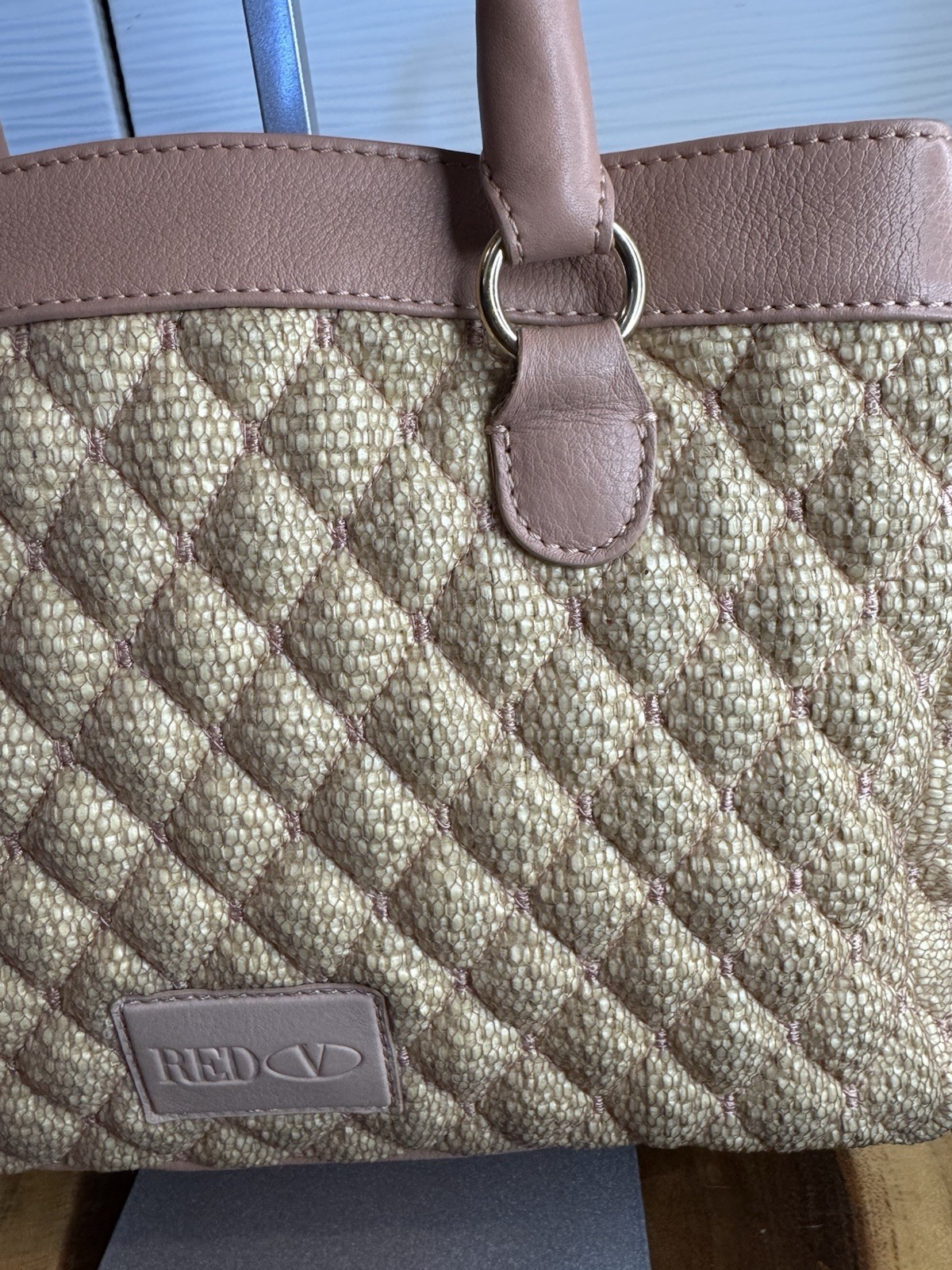 RED VALENTINO Quilted Mesh And Leather Tote Bag With Double Handles.