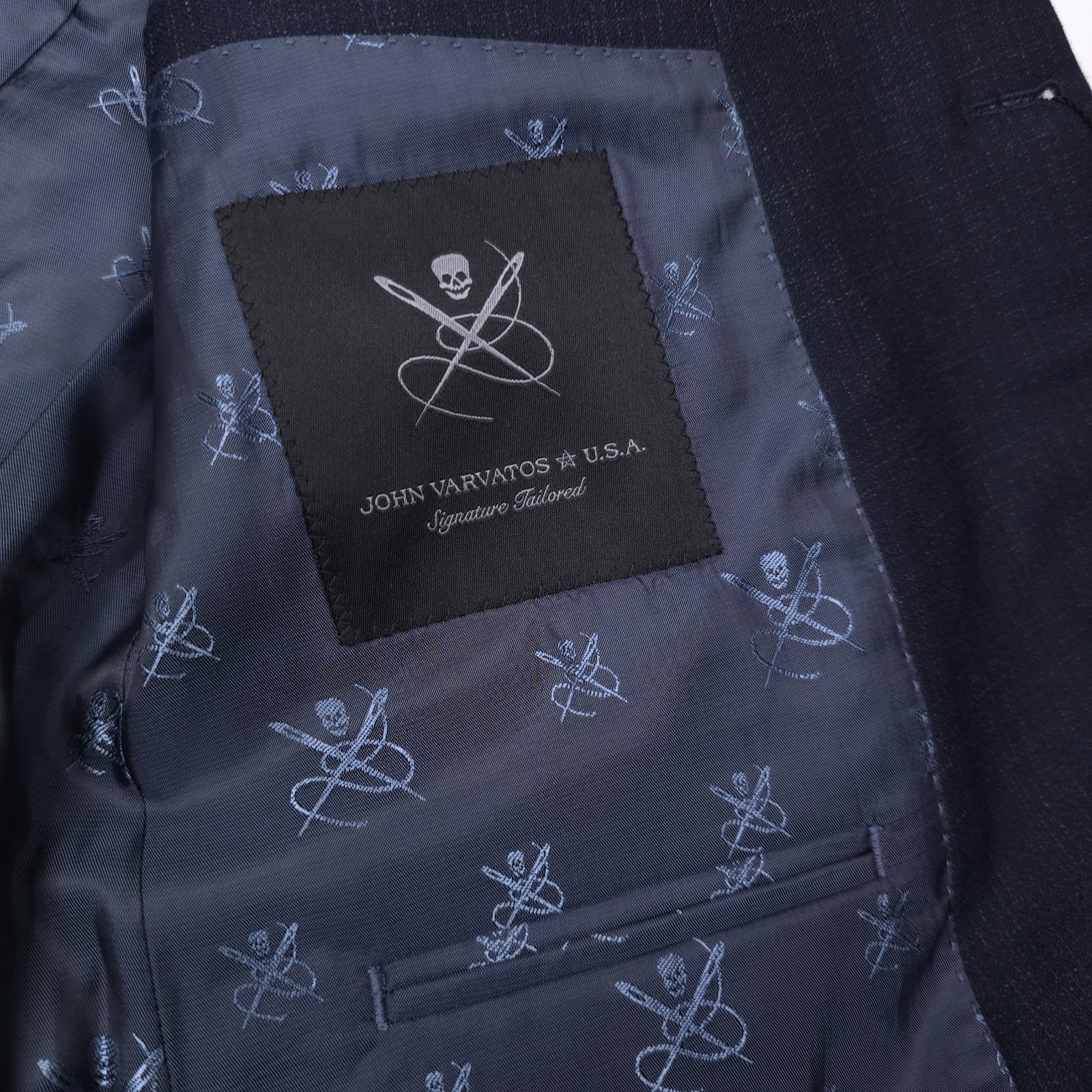 John Varvatos Bleecker Suit Jacket Mens 40R Blue Melange Reda Wool Super 110s