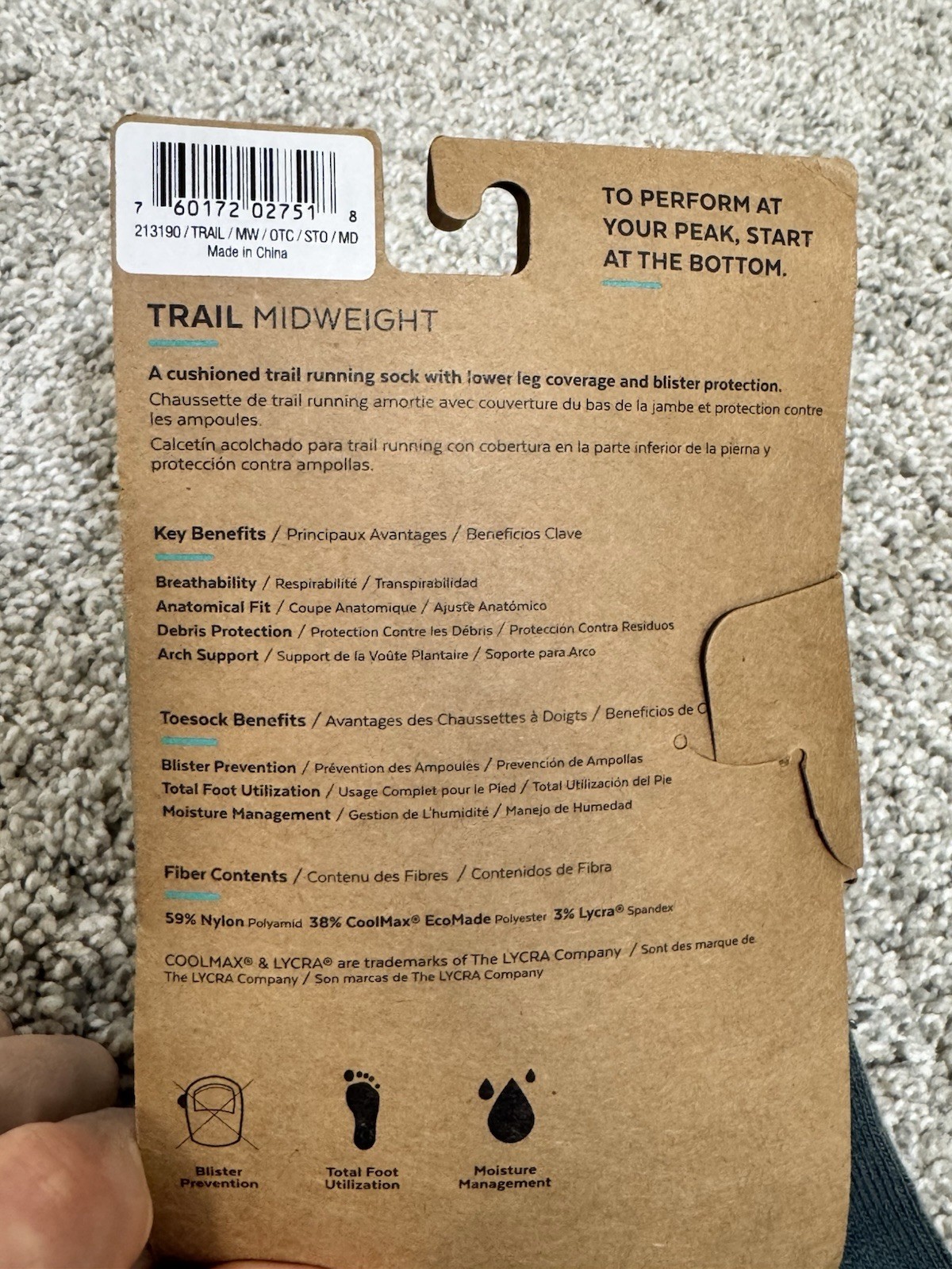 Injinji Over the Calf Performance Trail Socks Size Medium M 8-10.5