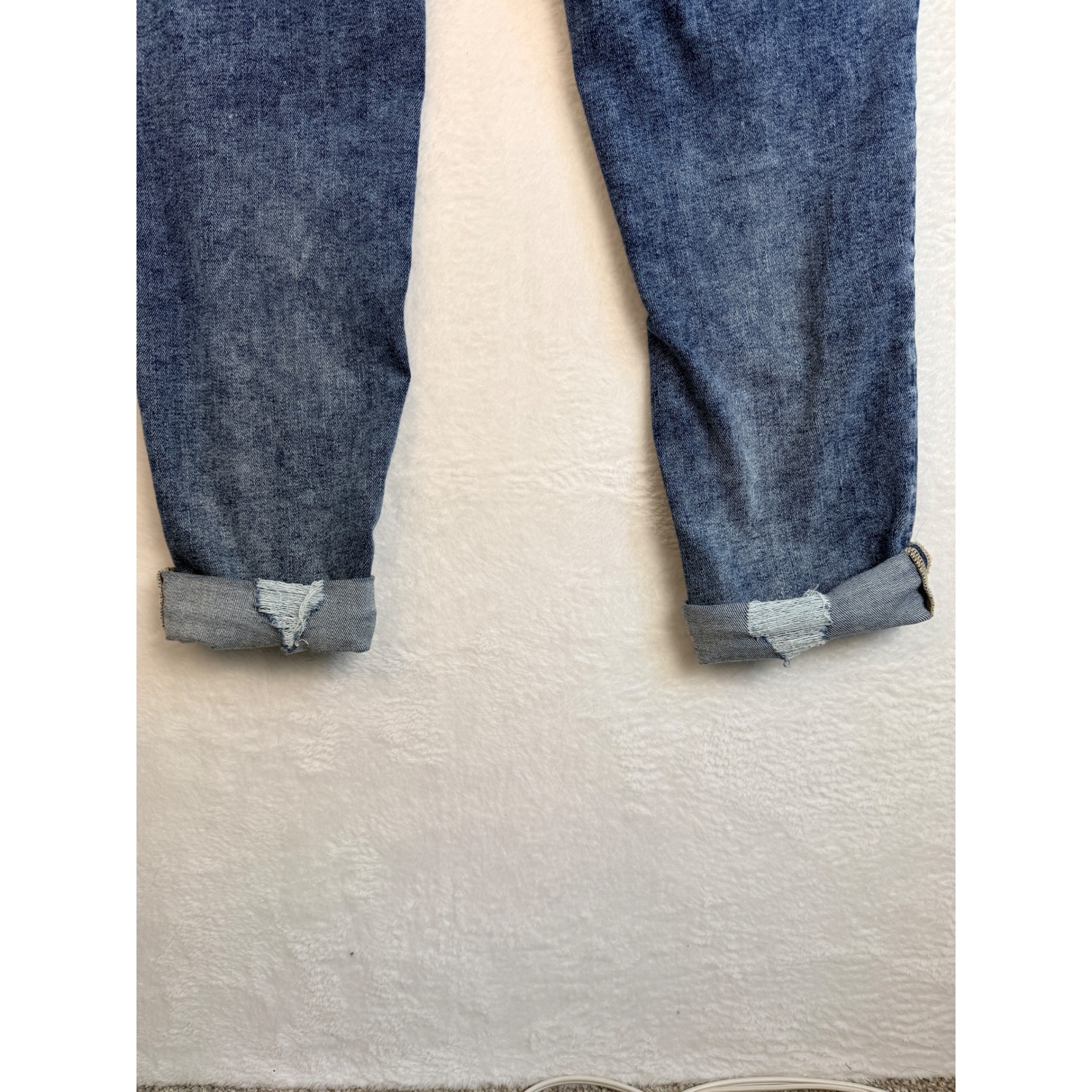 Maurices High Rise Boyfriend Distressed Jeans Blue Button Fly Size 8 Reg