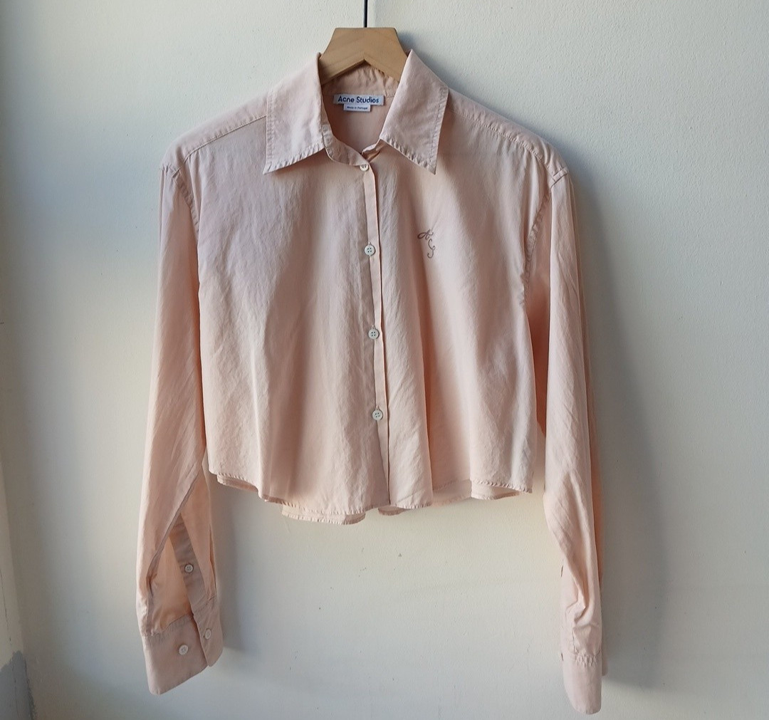 Acne Studios Crop Button Front Shirt Light Pink Women’s EU 36 US 4