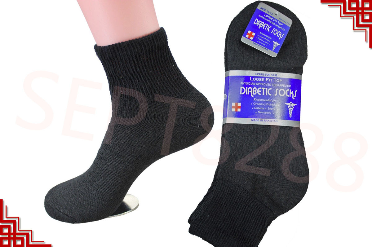 Mens 3,6,12 Pairs Diabetic ANKLE QUARTER Circulatory Socks Health Cotton Color