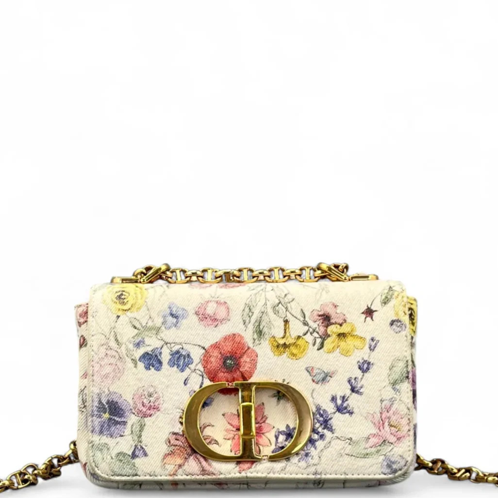 Dior Print Small Caro Bag White Yellow Red Blue Green Canvas (ym051726b6r)