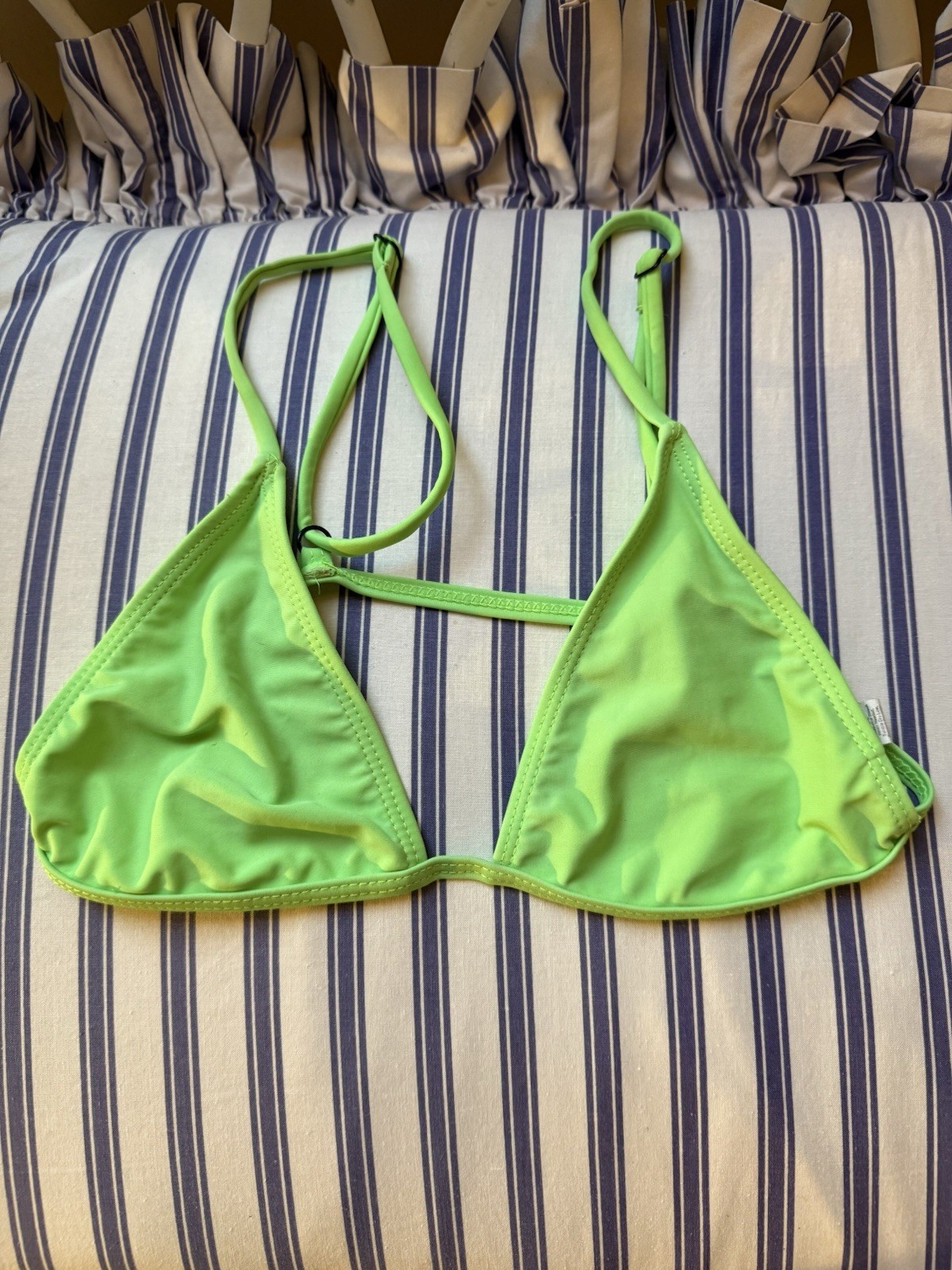 Neon Green Strappy Bikini Set size M 80% nylon 20% spandex pre-owned + Gift