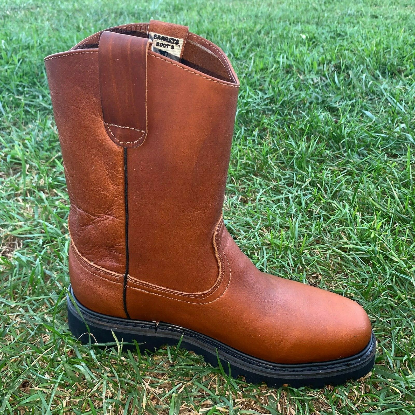 Bota Trabajo Mens Work Boots Pull On Leather Brown-Black oil water resistant 310