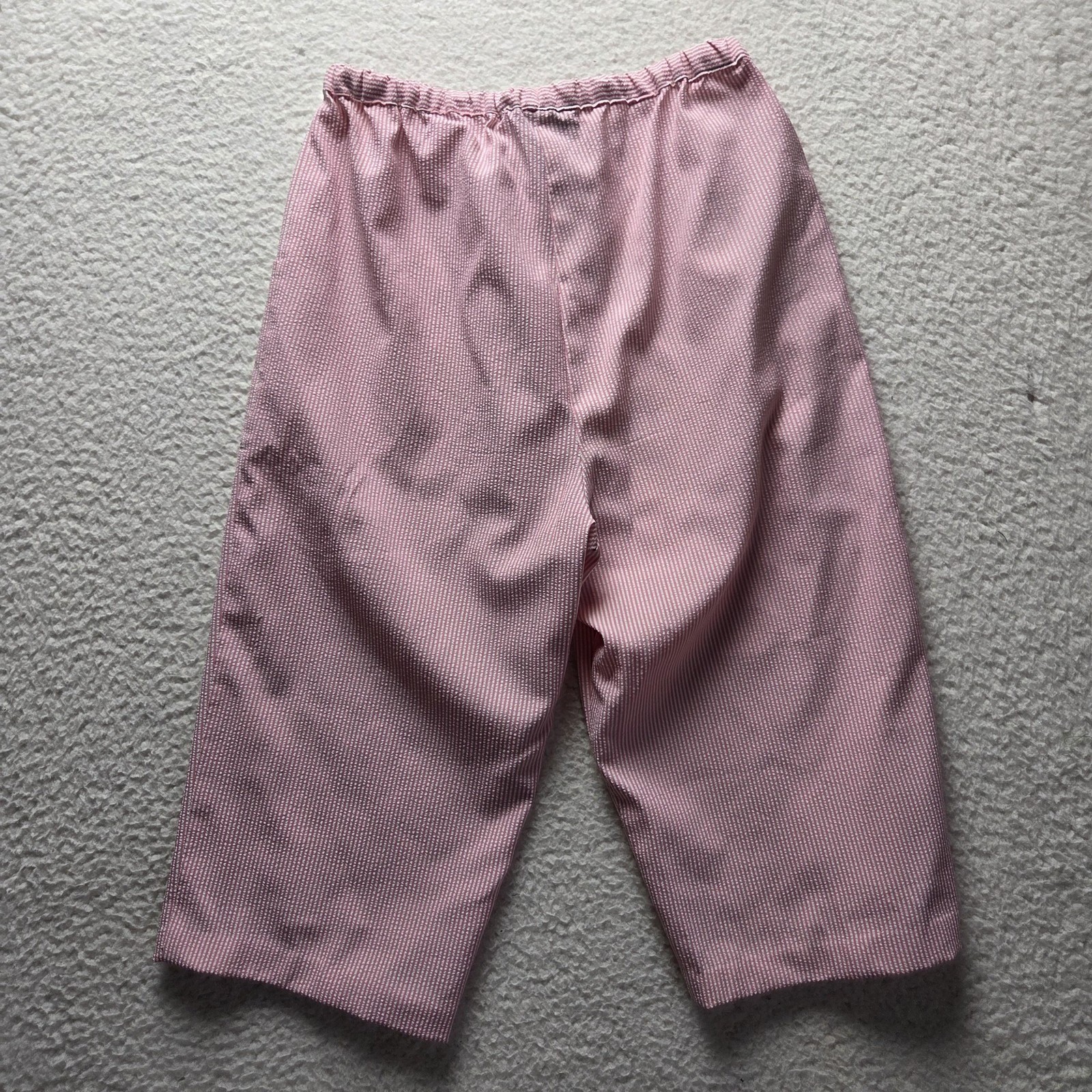 Requirements Pink White Seersucker Striped Wide Leg Cropped Pants Womens Small