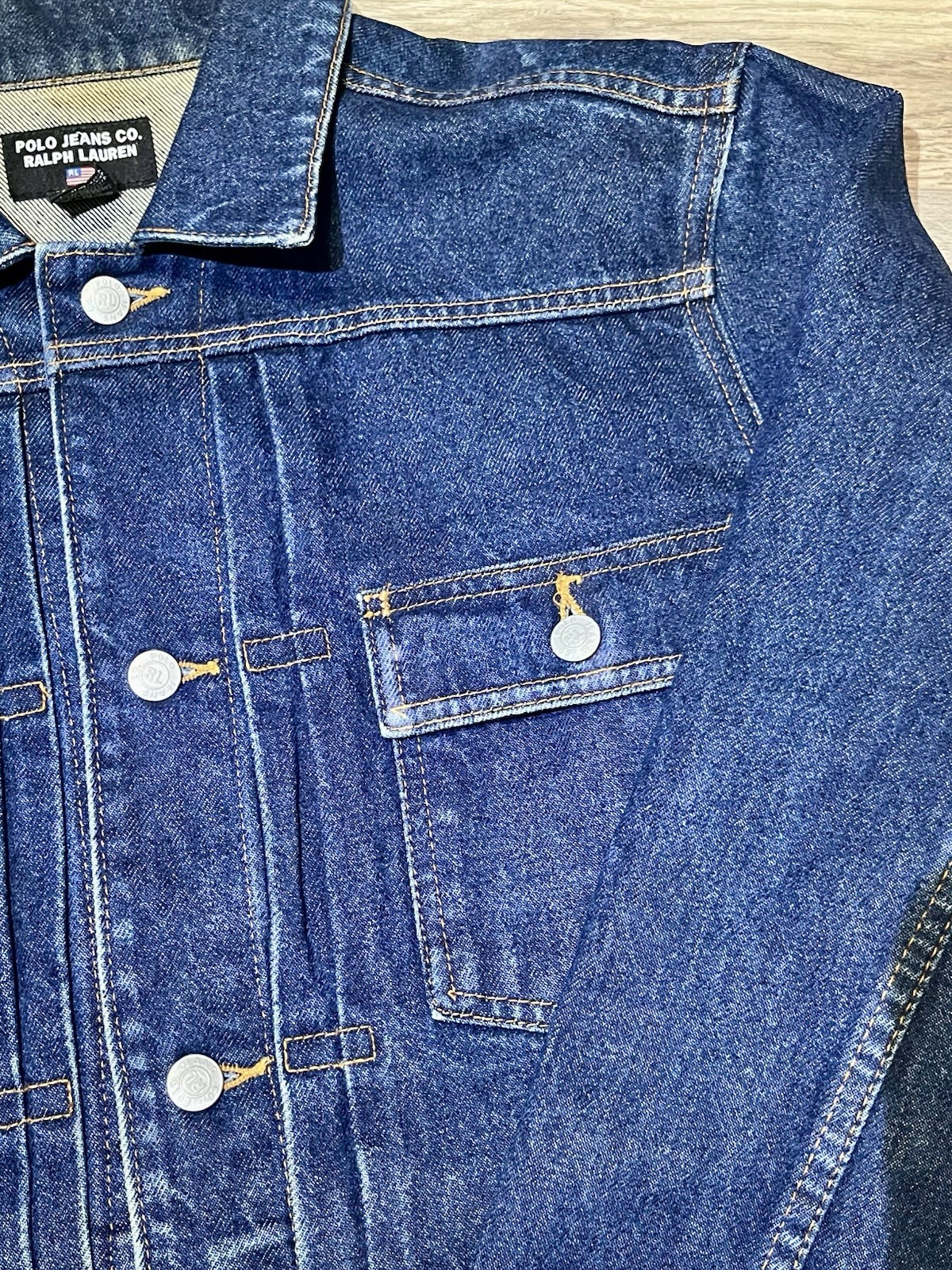 Polo Jeans Co By Ralph Lauren Vintage Denim Dark Blue Jean Trucker Jacket, MED