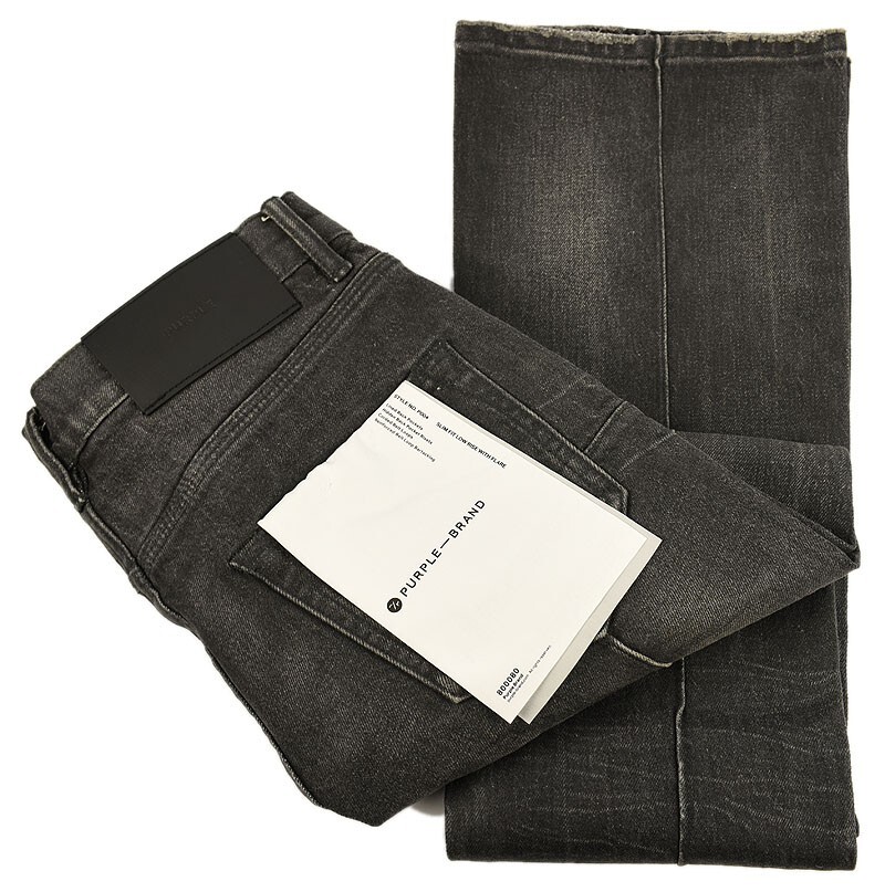 PURPLE BRAND Black Pintuck Coated Slim Fit Low Rise Flare Jeans 30 NWT