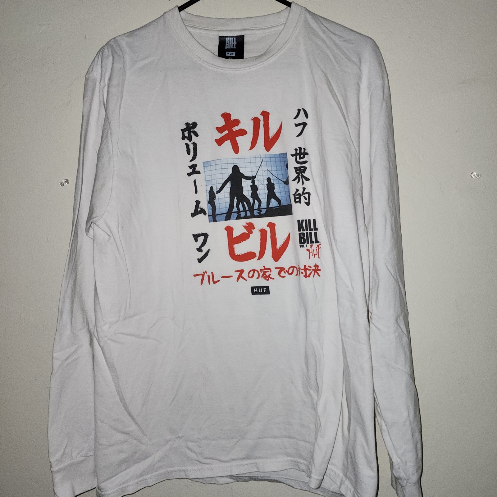 Kill Bill Miramax Movie Japan White Long Sleeve t Shirt LG DISTRESSED