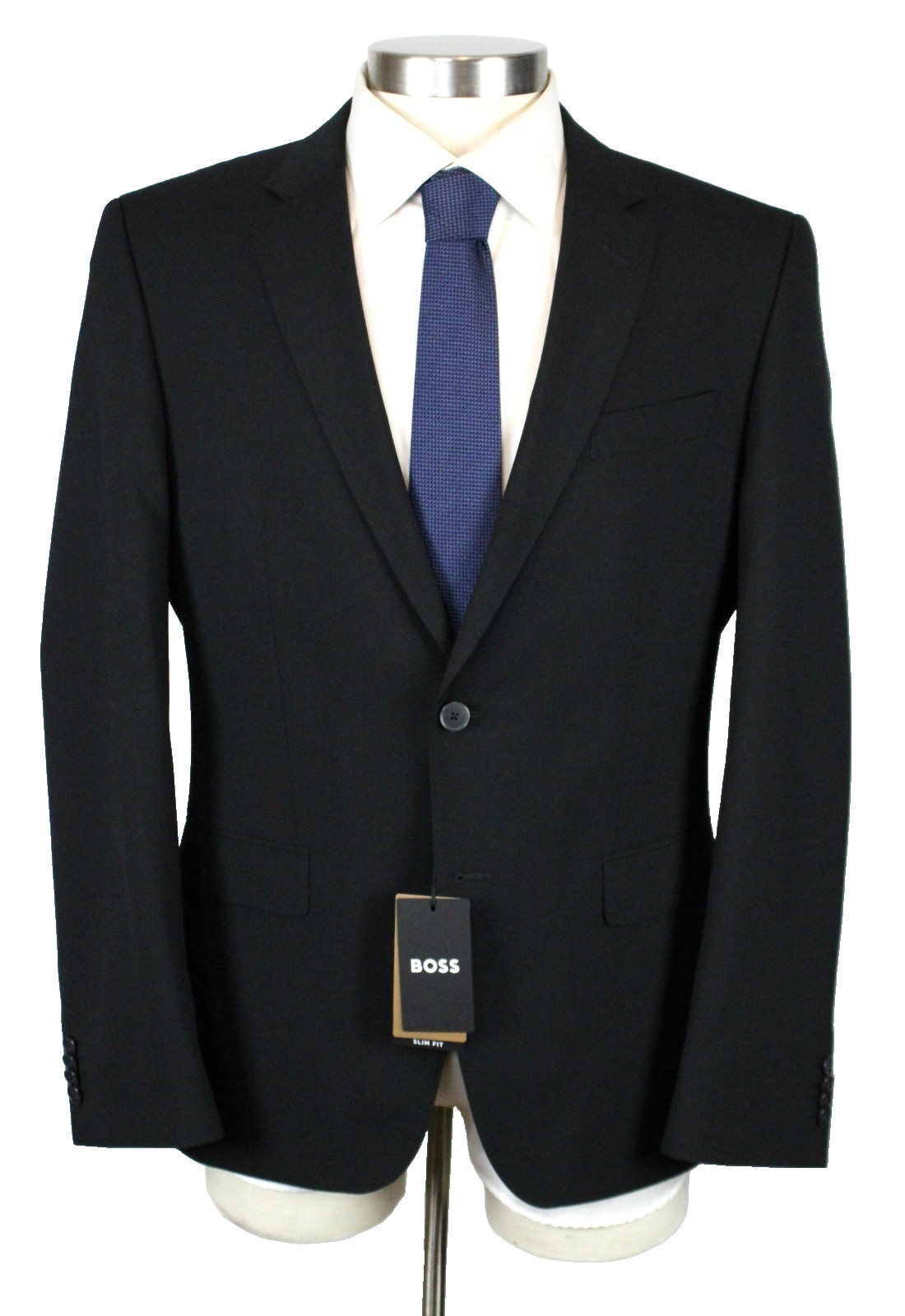 Hugo Boss Sport Coat 42 R Mens Slim Fit Huge Black Solid Wool 2 Button Blazer