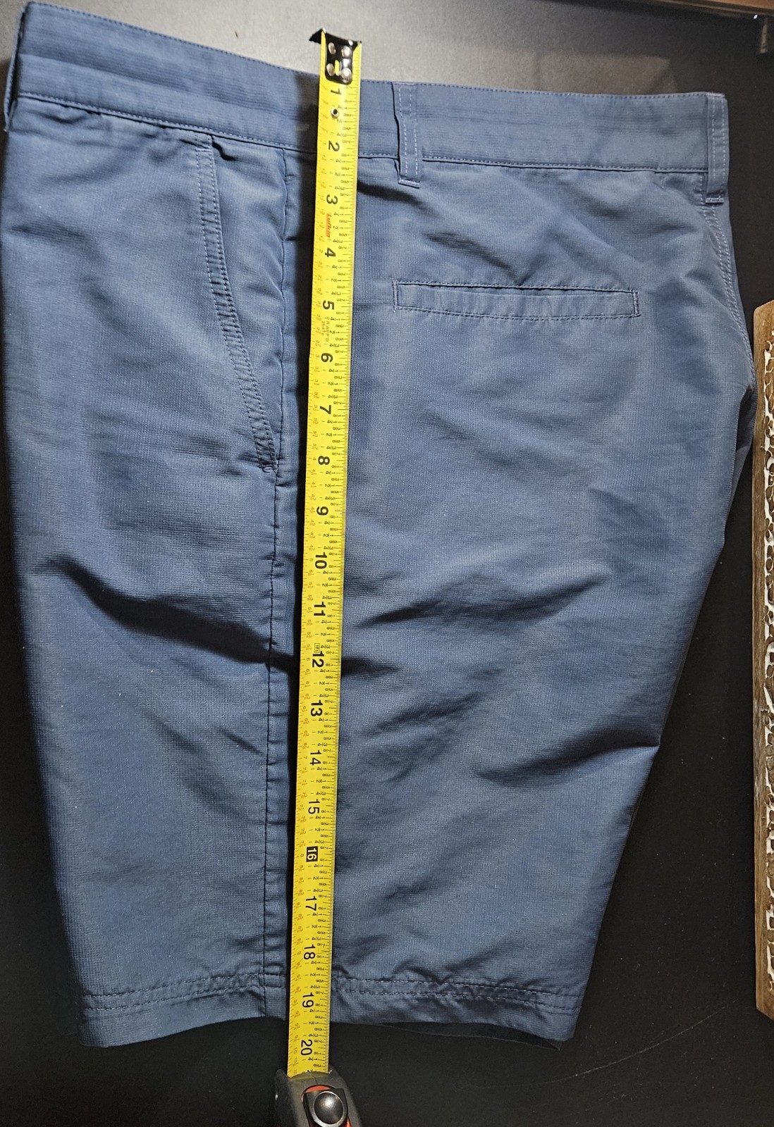 adidas Men’s Blue Solid Flat Front Shorts Button Closure Zipper Pockets