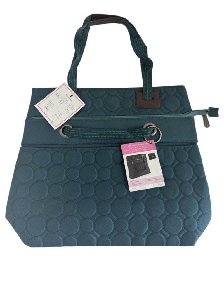 Thirty-One NEW Jade Quilted Dots $75 Vary You Versatile Tote Bag Handbag Purse