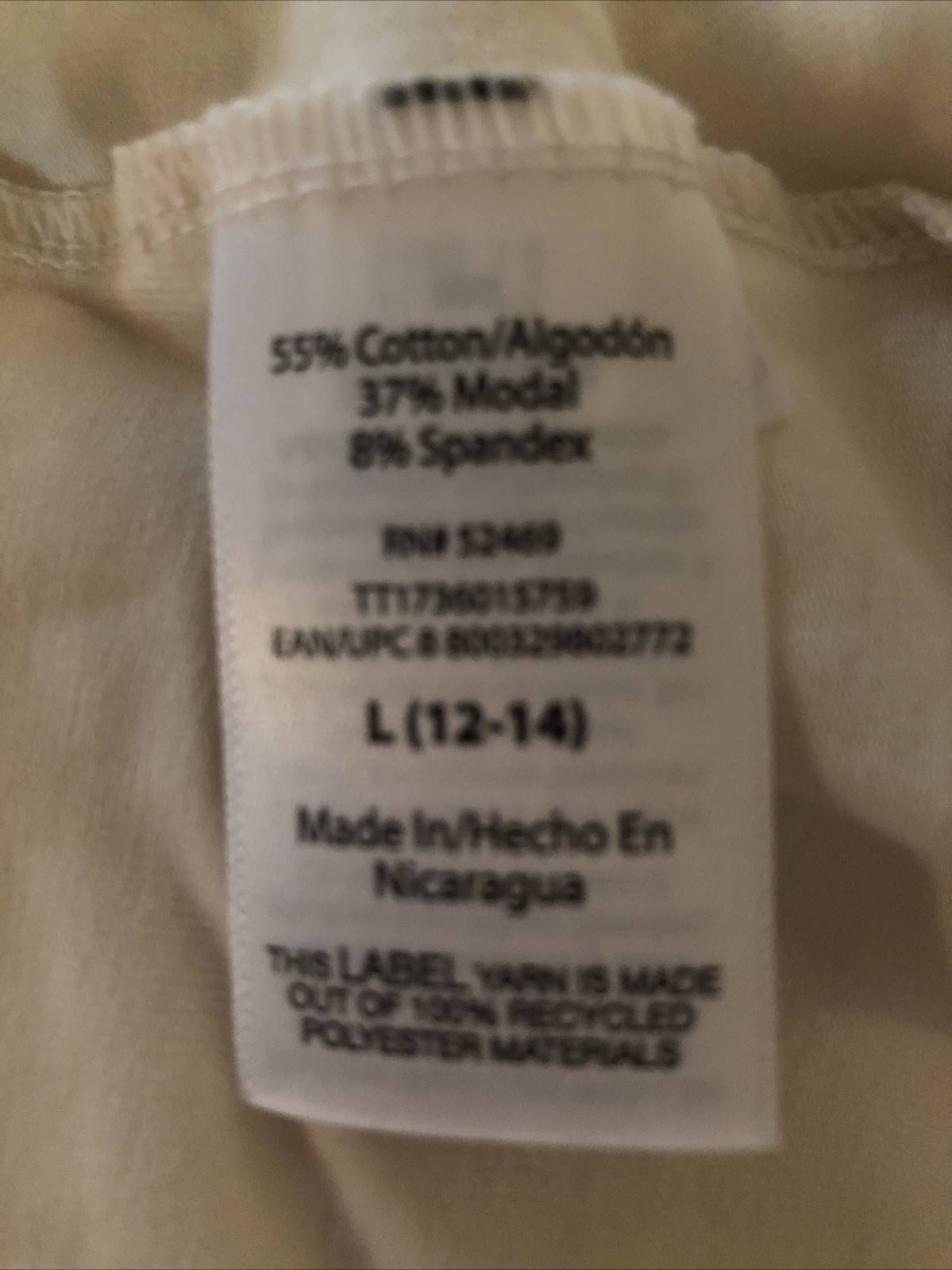 TIME and TRU Womens Cami Top Size Large 12-14 Cream Adjustable straps New