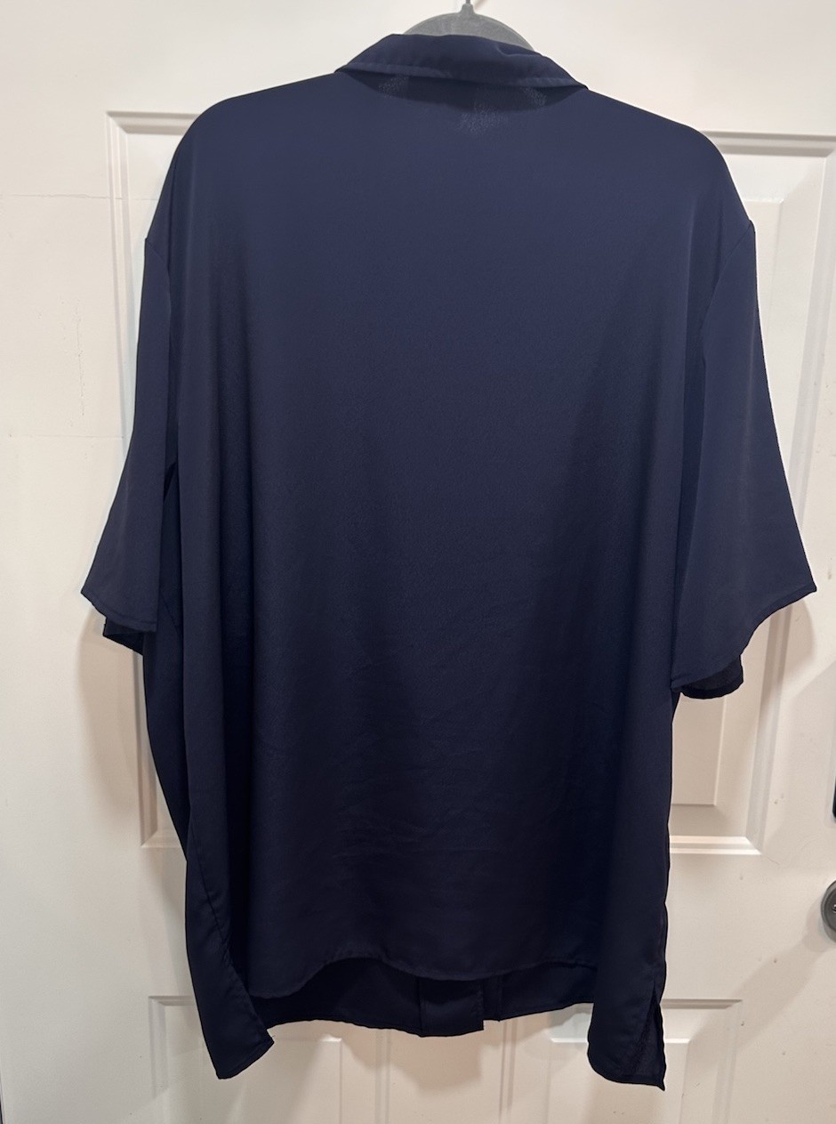 Vintage Maggie Sweet 3X Navy Blue Short Sleeve Camp Button-Up Blouse 80s-90s