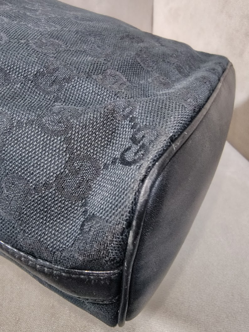 Gucci Hobo Shoulder Bag GG Canvas Black Authentic 504T0455