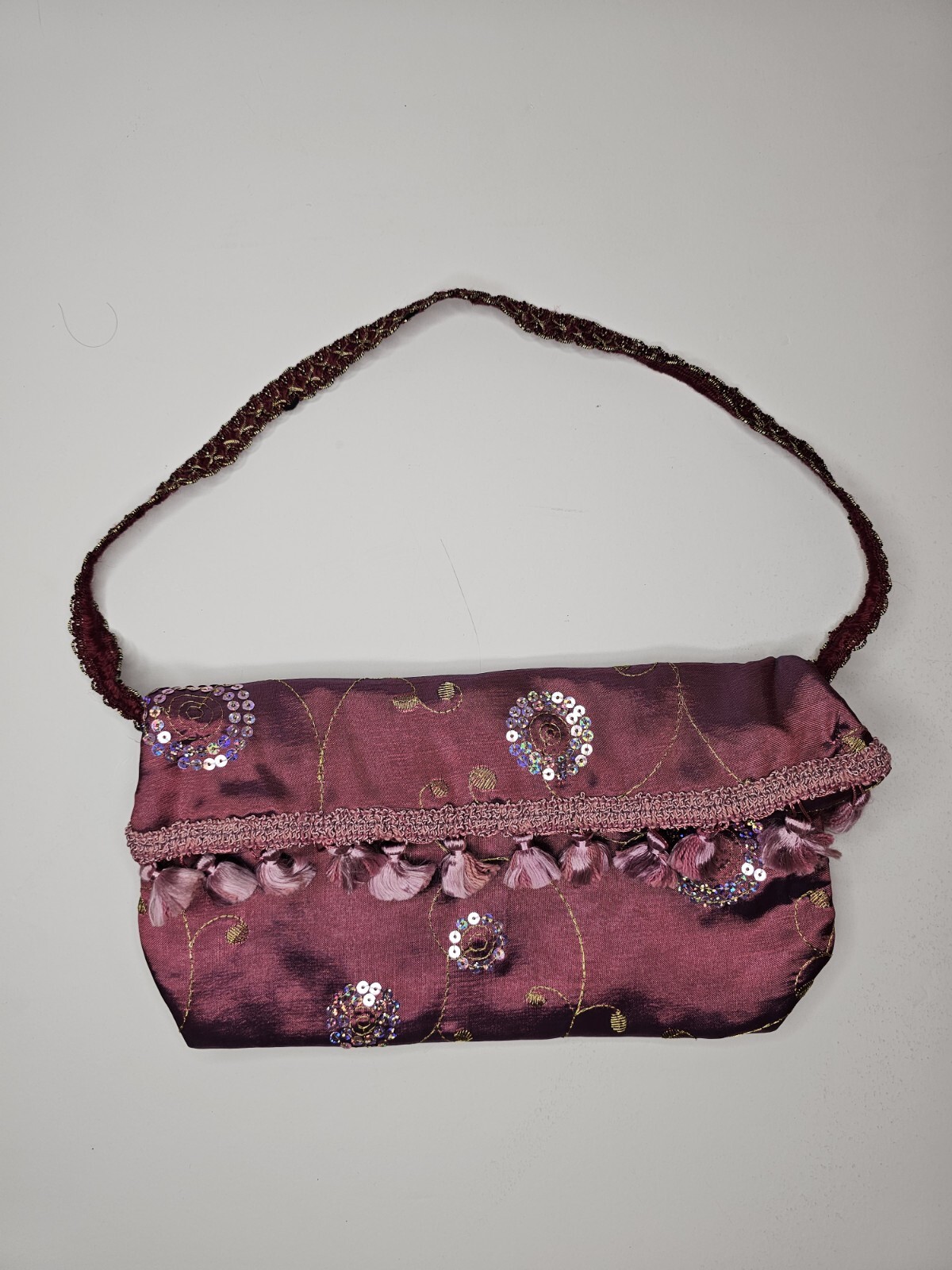Beautiful Handmade Shoulder Bag Purse With Sequin and Tassels Y2k Retro Look