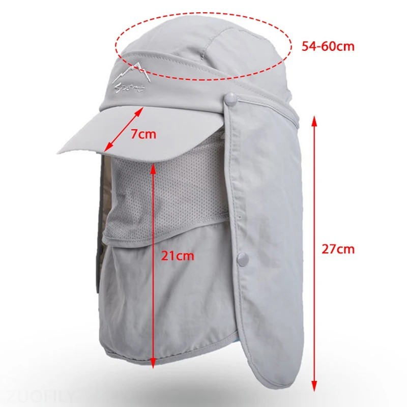 Summer UV Protection Sun Hat Baseball Cap With Neck Face Flap For Fishing Hiking