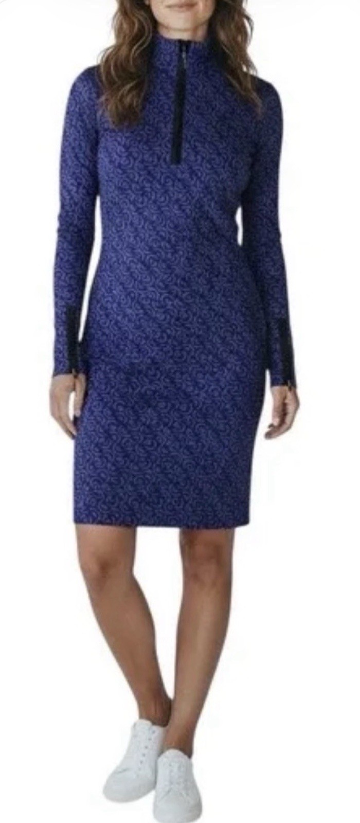 J.McLaughlin NWOT Bedford Purple Geometric Link Quarter Zip Dress Medium A004259