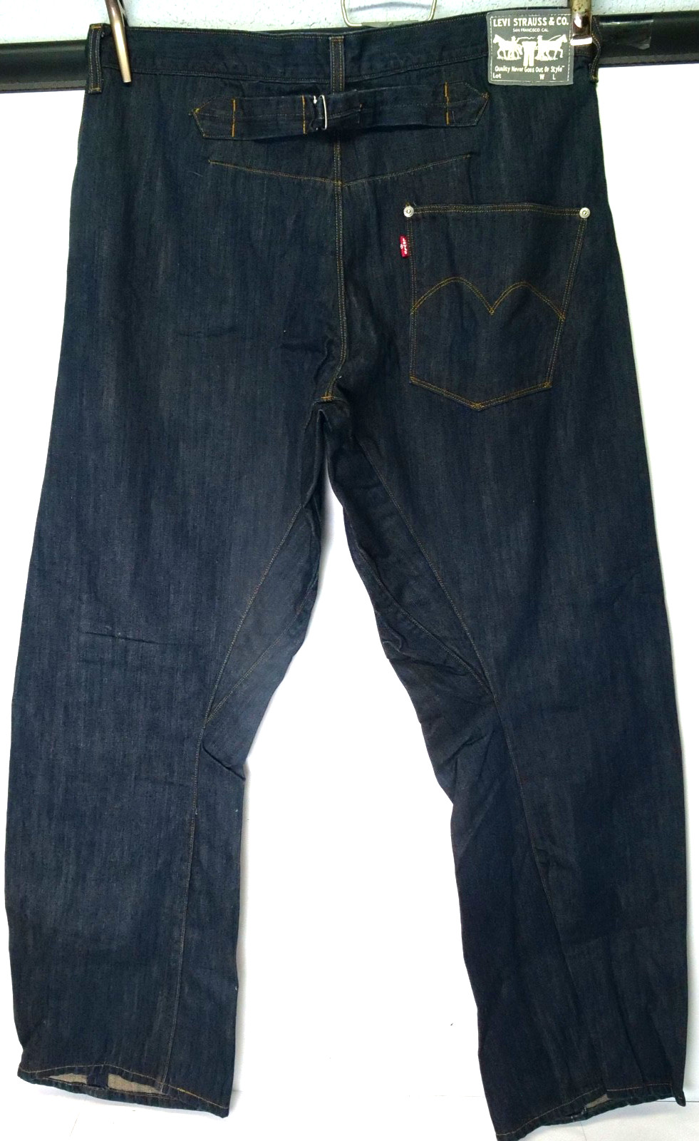Rare Levi’s Engineered Jeans Loose Twisted Seams Cinch Back Denim Indigo 36×34