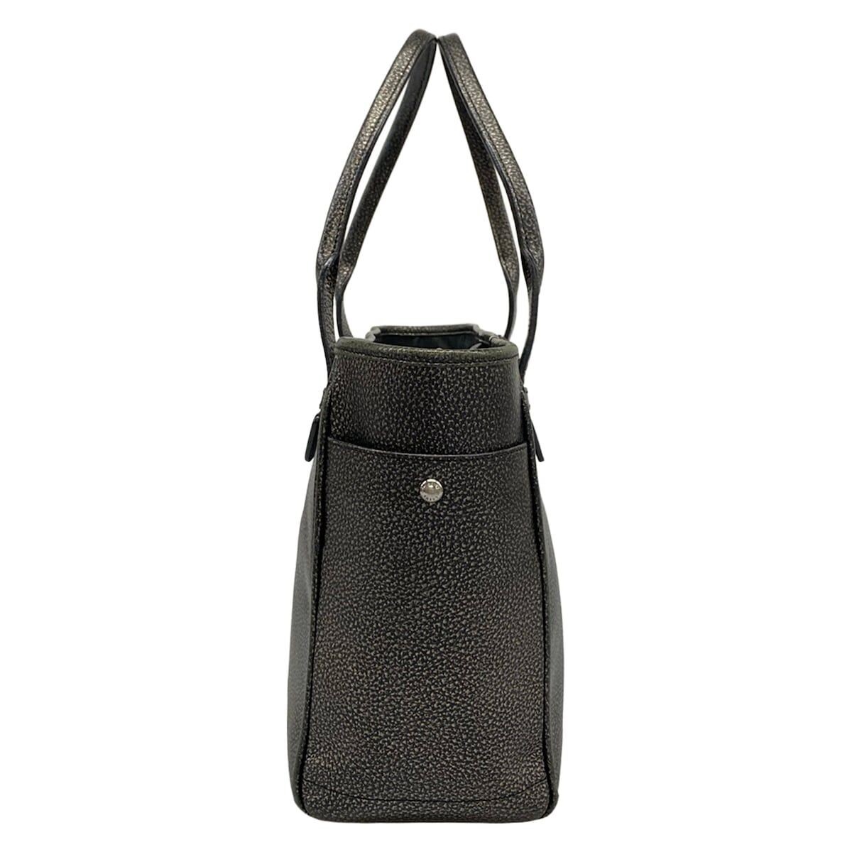 LOEWE Heritage Black Bronze Leather Tote Bag Clochette From Japan Auth