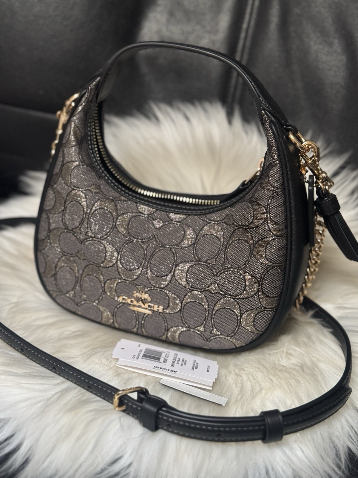NWT Coach CCF76 Carmen Mini Crossbody Bag In Signature Jacquard Leather $298