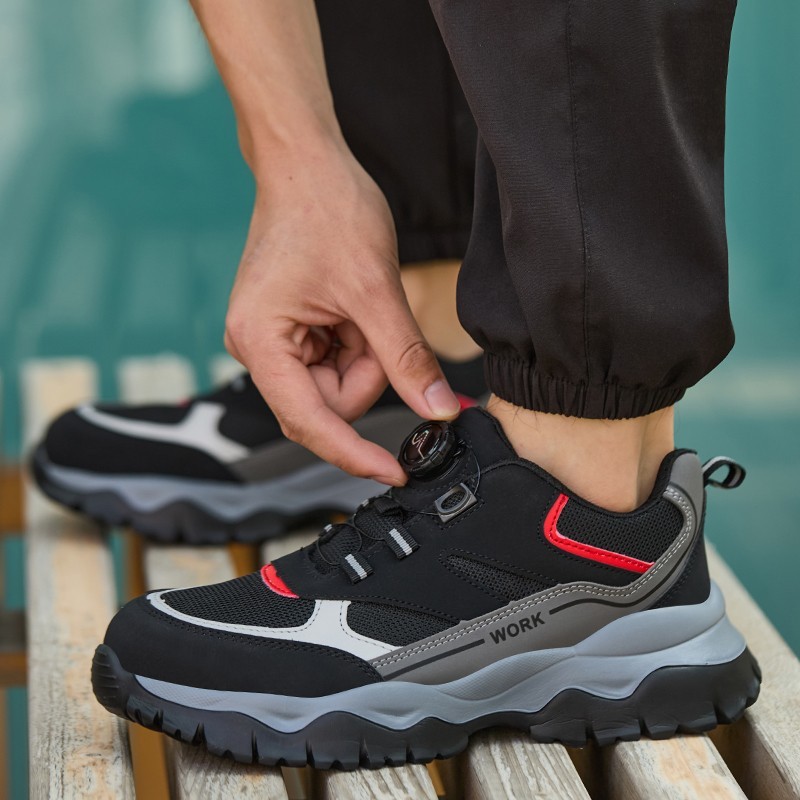 Work Safety Shoes For Men Breathable Work Sneakers Steel Toe Shoes Anti-puncture