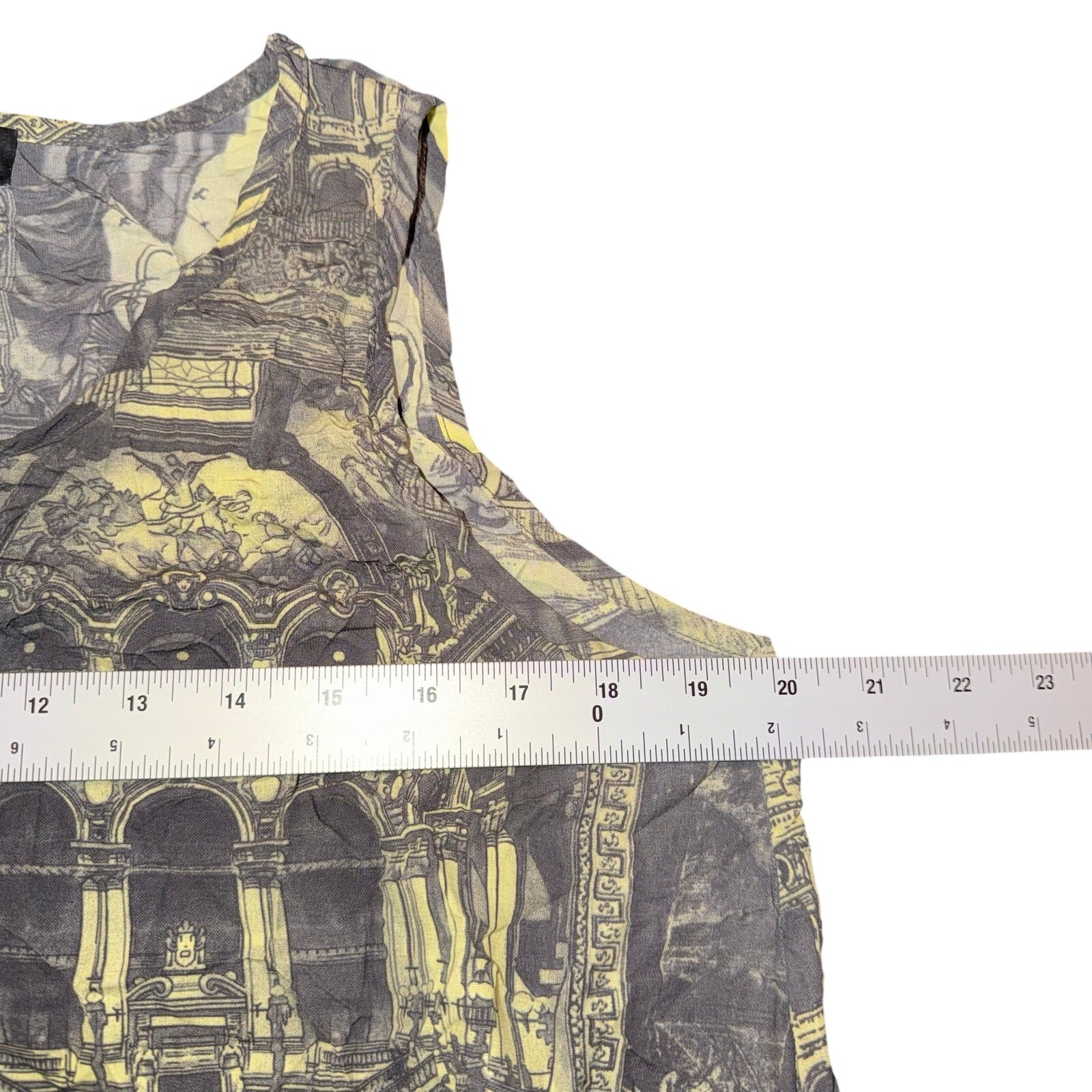 Comfy USA Renaissance Architecture Sketch Print Tiered Ruffle Tank Midi Dress XS