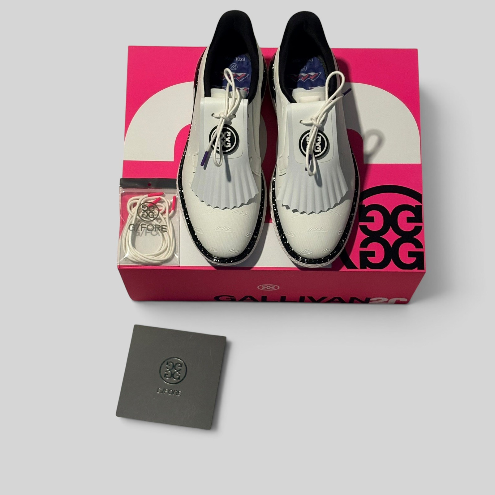 G/Fore G4 Kiltie Gallivanter Golf Shoe Sneaker LADIES 7 White Black Sparkles