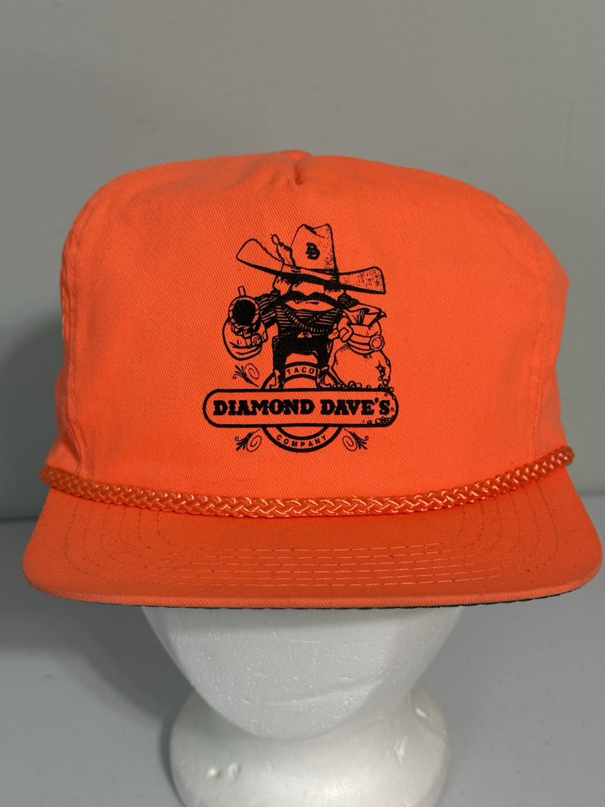 Vintage Diamond Dave’s Taco Company Orange Trucker Hat Cap Adjustable