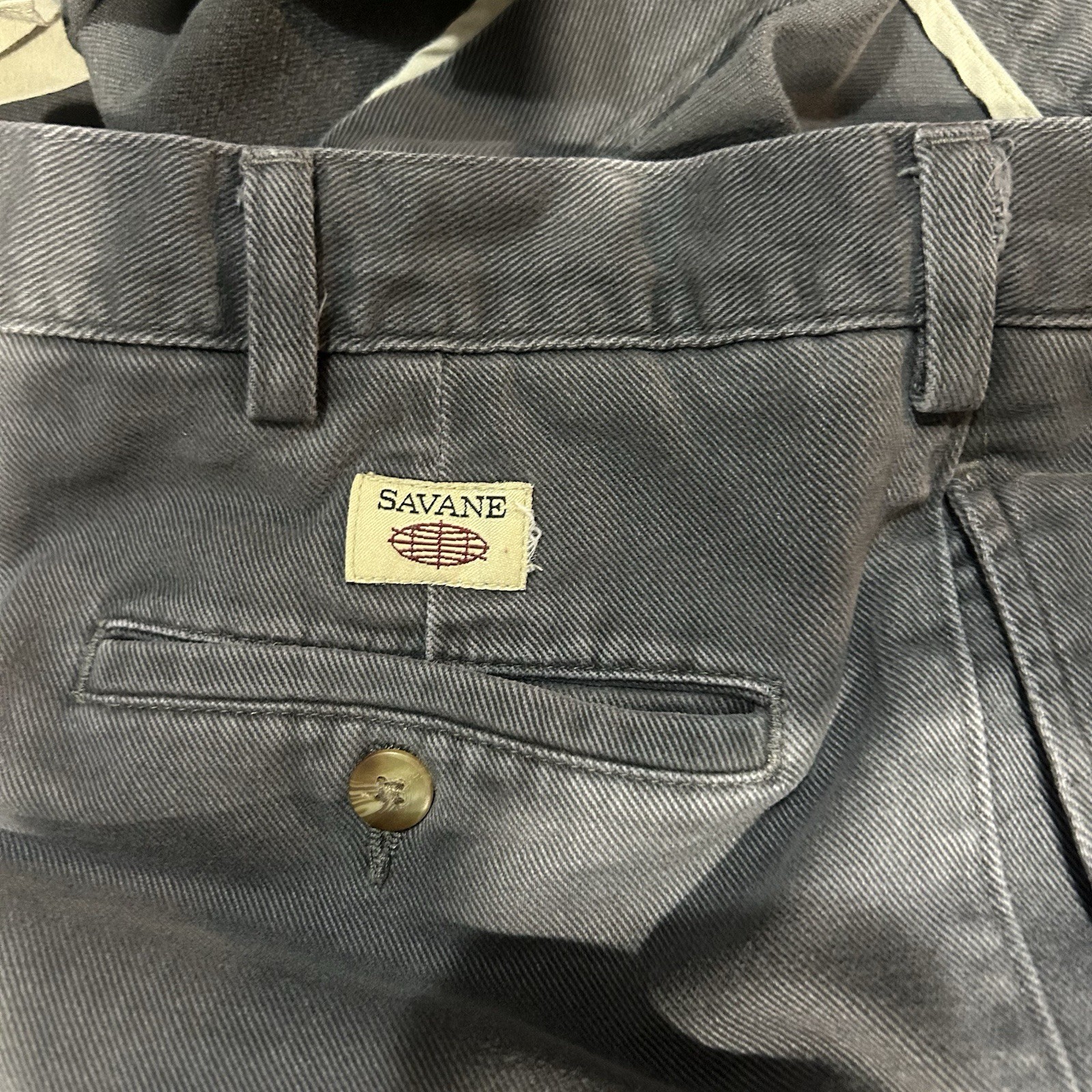 Vintage 90s Savane 38×30 Faded Navy Grey Cotton Chino Pants Mens