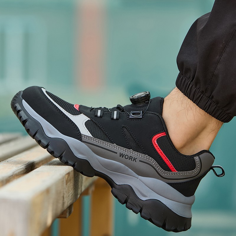 Work Safety Shoes For Men Breathable Work Sneakers Steel Toe Shoes Anti-puncture