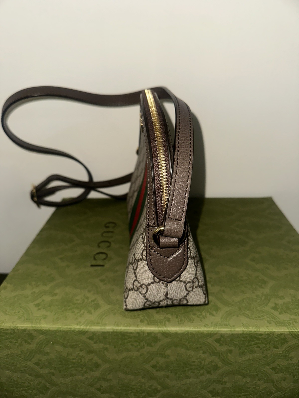 Gucci GG Supreme Monogram Web Ophidia Dome Crossbody Shoulder Bag Handbag Purse