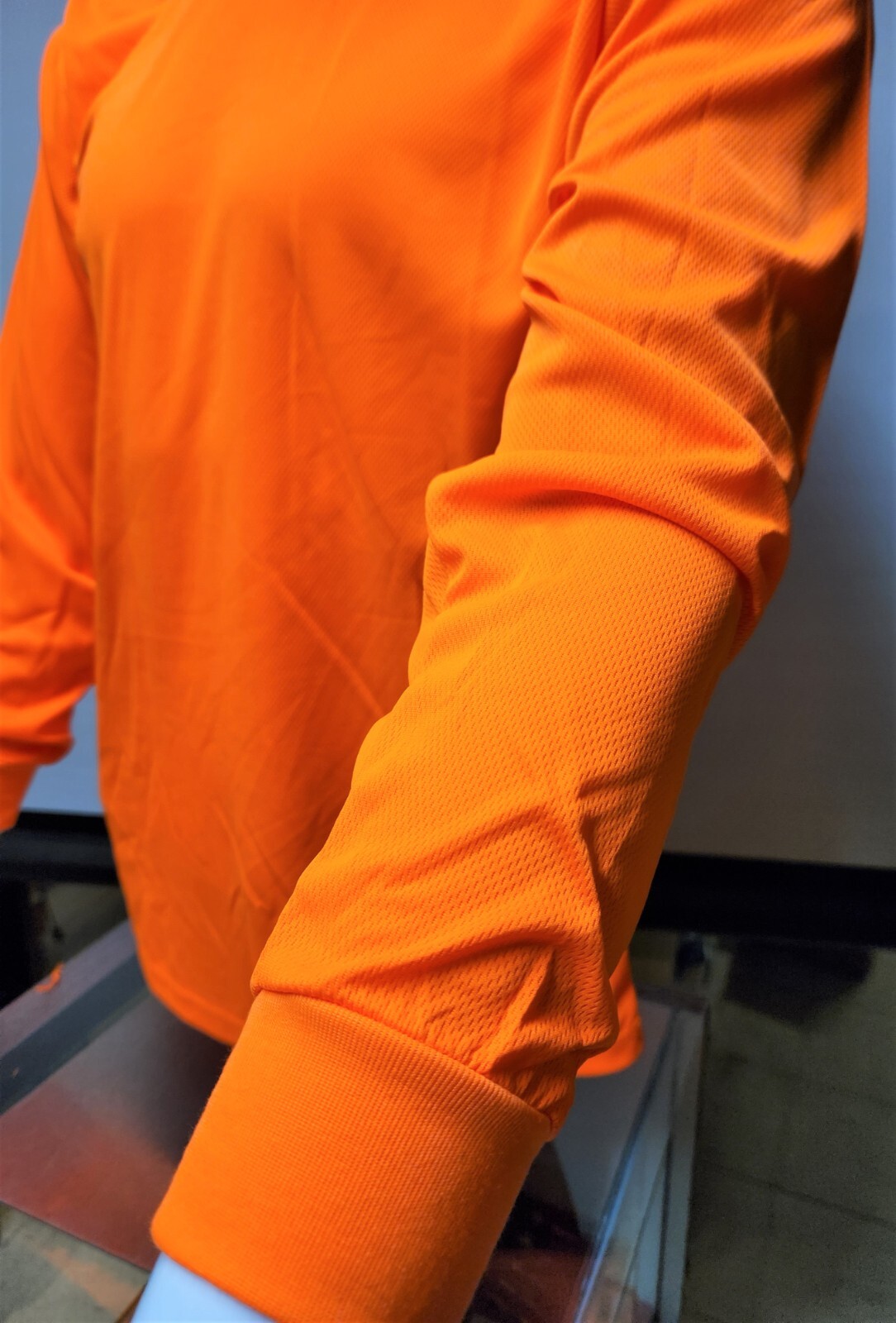 Orange Long Sleeve Safety Shirt With Hoodie, Polyester Birdeye mesh Quick Dry