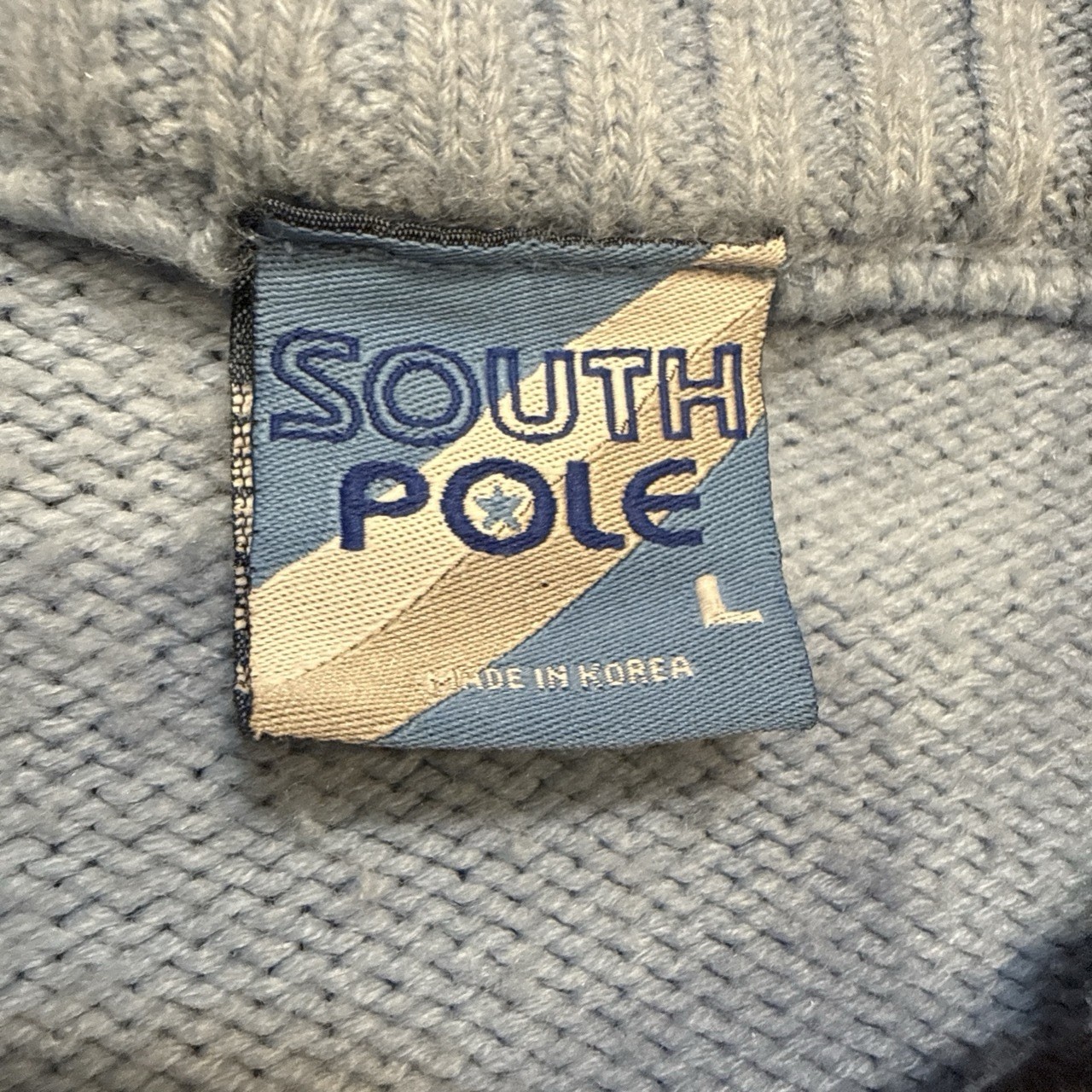 Light blue South Pole 90s knit sweater with patches